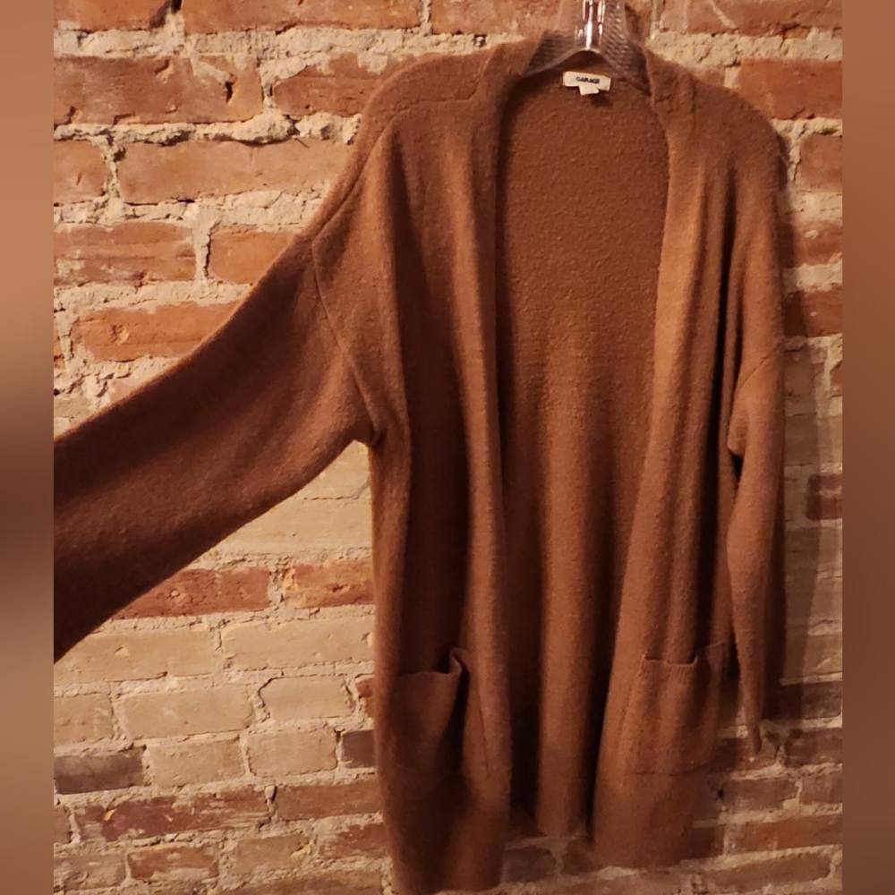 Brown mid length Garage Cardigan size medium with pockets